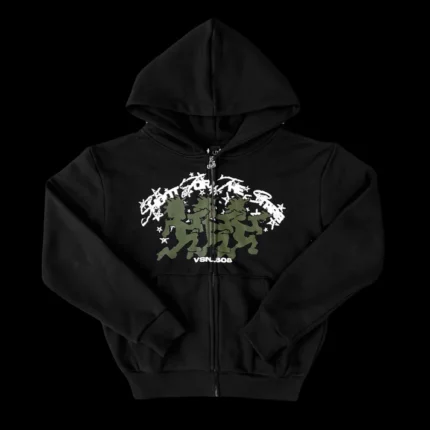 Sweat à Capuche Militaire Zippé Noir 808 Vision (4)