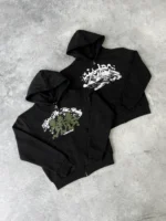 Sweat à Capuche Zippé Noir 808 Vision Desert (2)