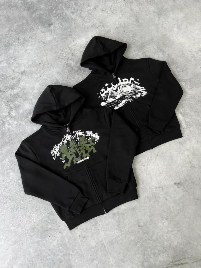 Sweat à Capuche Zippé Noir 808 Vision Desert (2)