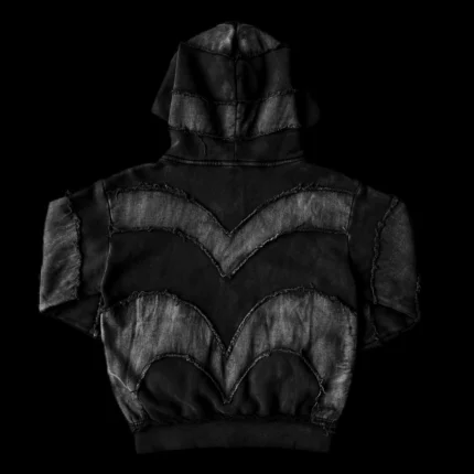 Sweat à Capuche Zippé Noir Effiloché 808 Vision (2)